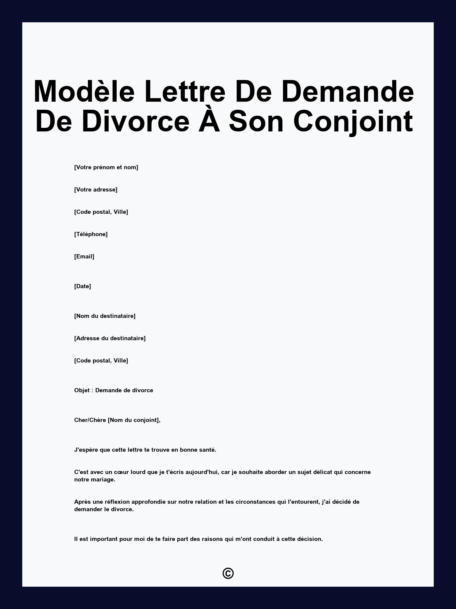 Modèle Lettre De Demande De Divorce À Son Conjoint
