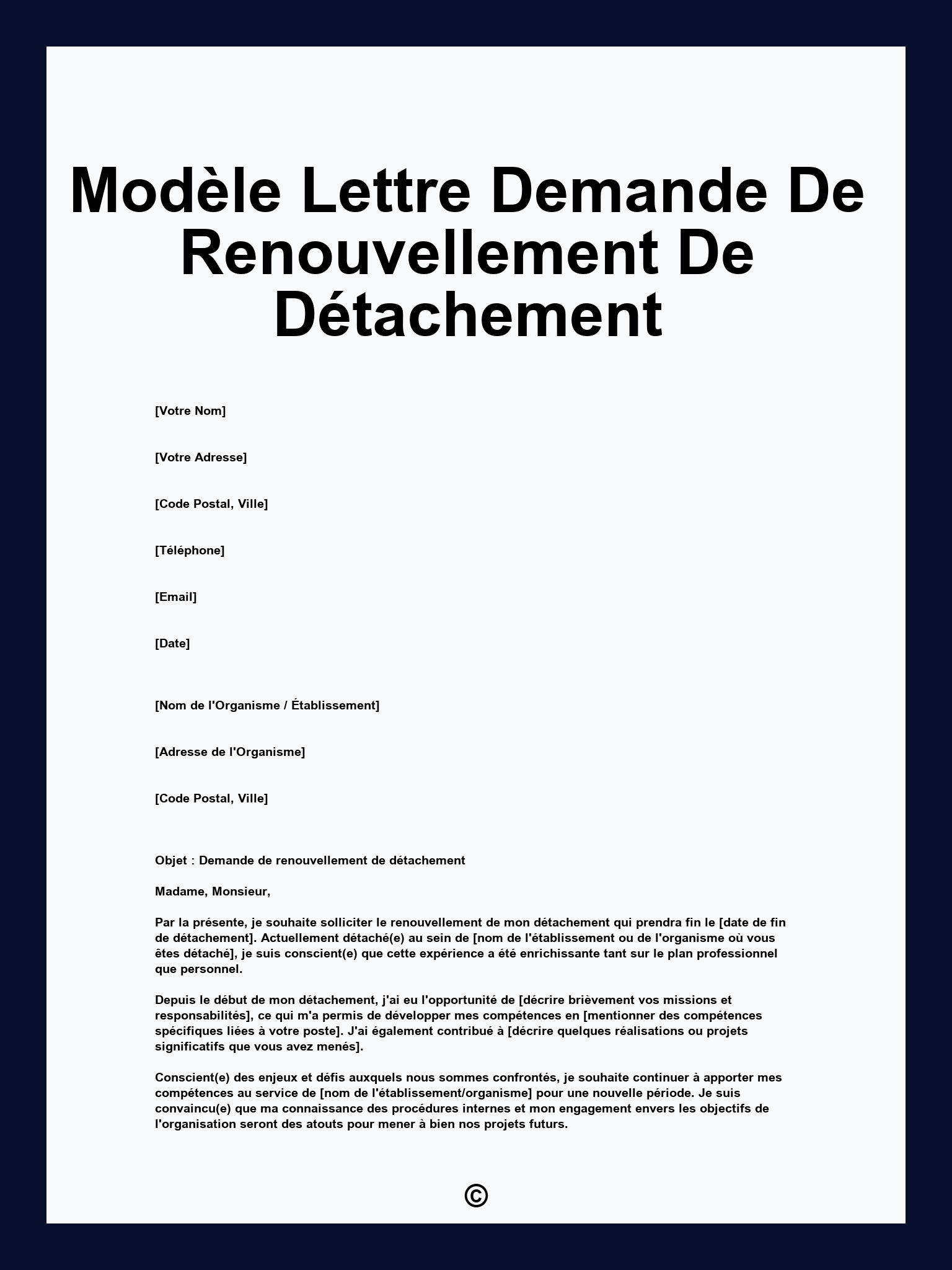 Modèle Lettre Demande De Renouvellement De Détachement
